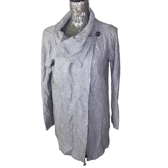 Soft Surroundings Miranda Wool Blend Wrap Cardigan Sweater Grey 2AU10 Small - Picture 2 of 9